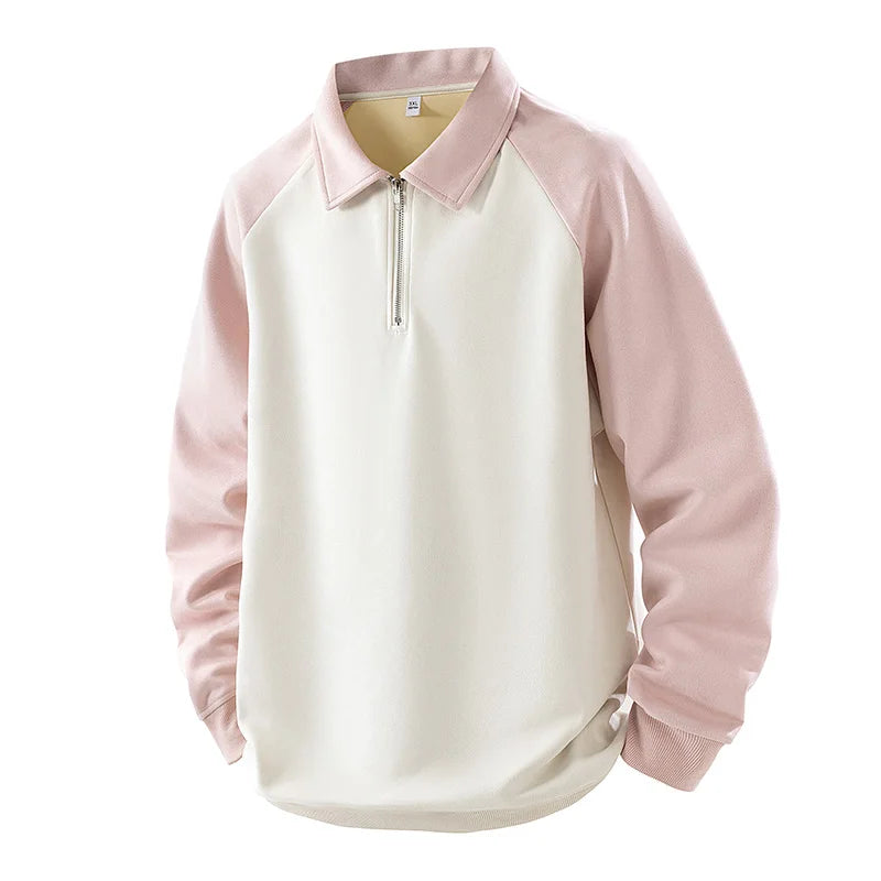 Jersey Vintage con cuello vuelto y bloques de Color para hombre, sudadera desgastada de manga larga para ropa de calle de otoño, ropa masculina