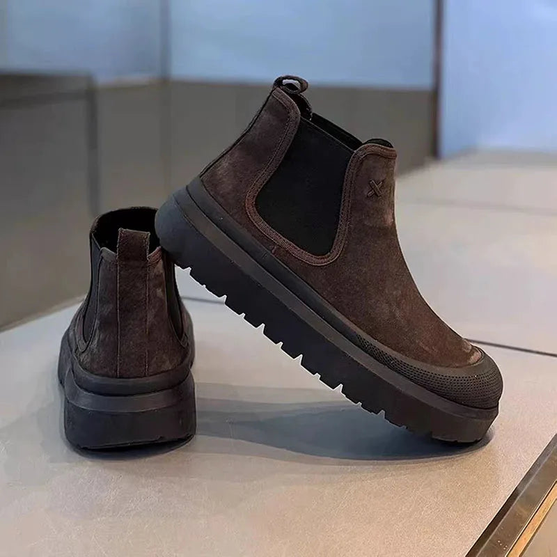 Botines de plataforma para hombre de alta calidad  Chelsea zapatos de diseñador de lujo para hombres tacón plano cálido Casual elegante botines de hombre