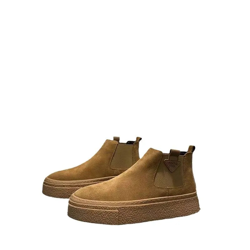 Botines de plataforma de otoño para hombre, botas de alta calidad para hombre, zapatos de diseñador de lujo para hombre, botas elegantes informales cálidas con tacón para hombre