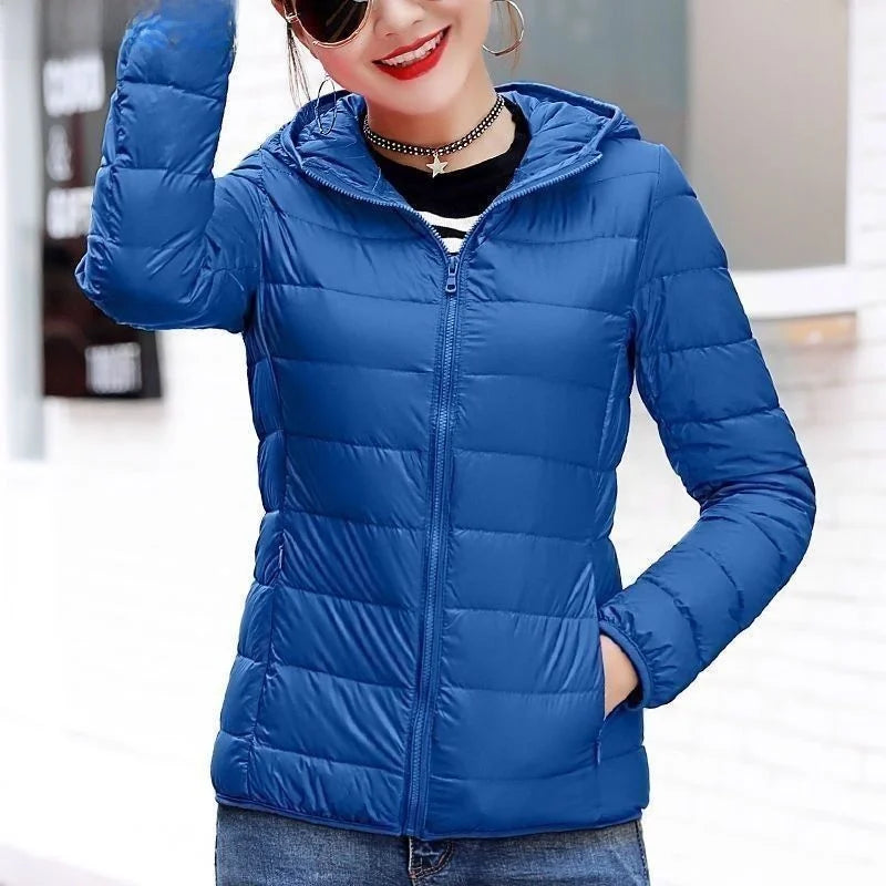 Nueva Chaqueta de Plumón con Capucha para Mujer, Corta, uesa, Cálida, Informal, ra, Estilo Coreano, Diseño Simple