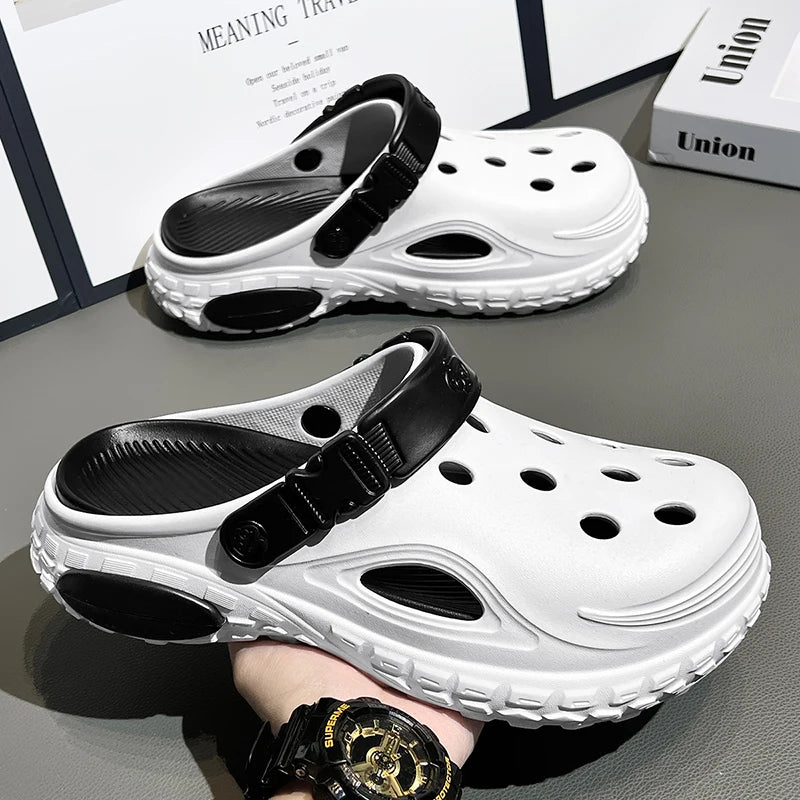 Nuevos Zuecos de EVA para Hombre, Verano Sandalias Convertibles de Punta Cerrada, Plataforma con Aumento de Altura, Ligeras, para Playa y Exteriores