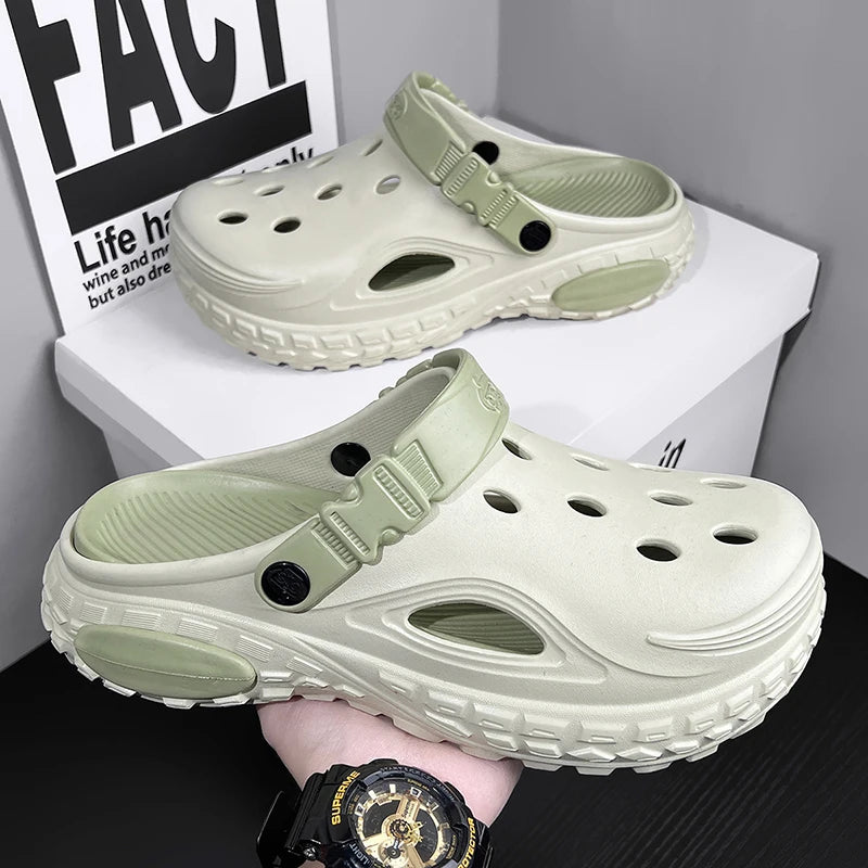 Nuevos Zuecos de EVA para Hombre, Verano Sandalias Convertibles de Punta Cerrada, Plataforma con Aumento de Altura, Ligeras, para Playa y Exteriores