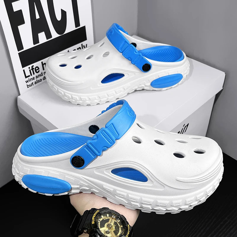 Nuevos Zuecos de EVA para Hombre, Verano Sandalias Convertibles de Punta Cerrada, Plataforma con Aumento de Altura, Ligeras, para Playa y Exteriores