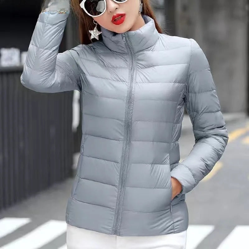 Nueva Chaqueta de Plumón con Capucha para Mujer, Corta, uesa, Cálida, Informal, ra, Estilo Coreano, Diseño Simple