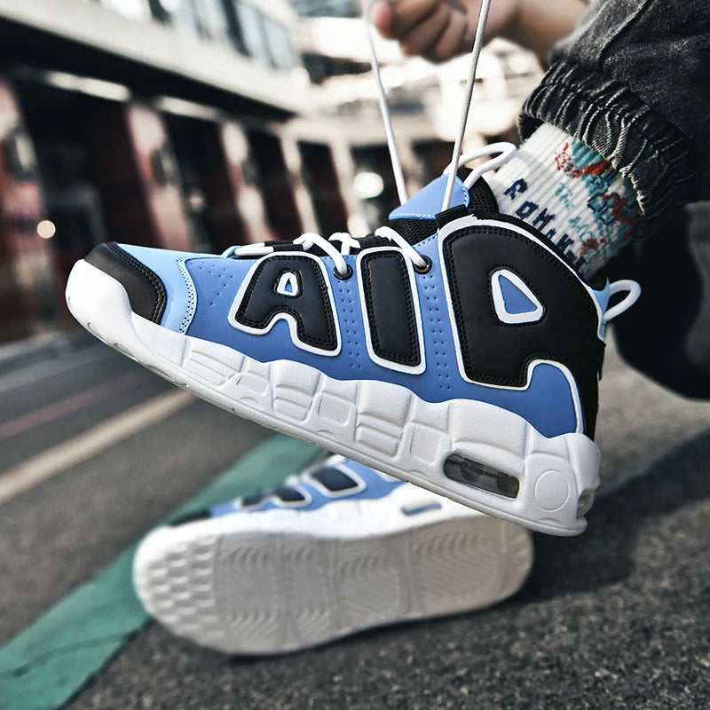 Nuevos zapatos altos de gran tamaño para hombre, zapatillas deportivas ligeras y antideslizantes con amortiguación de aire, zapatillas de baloncesto informales
