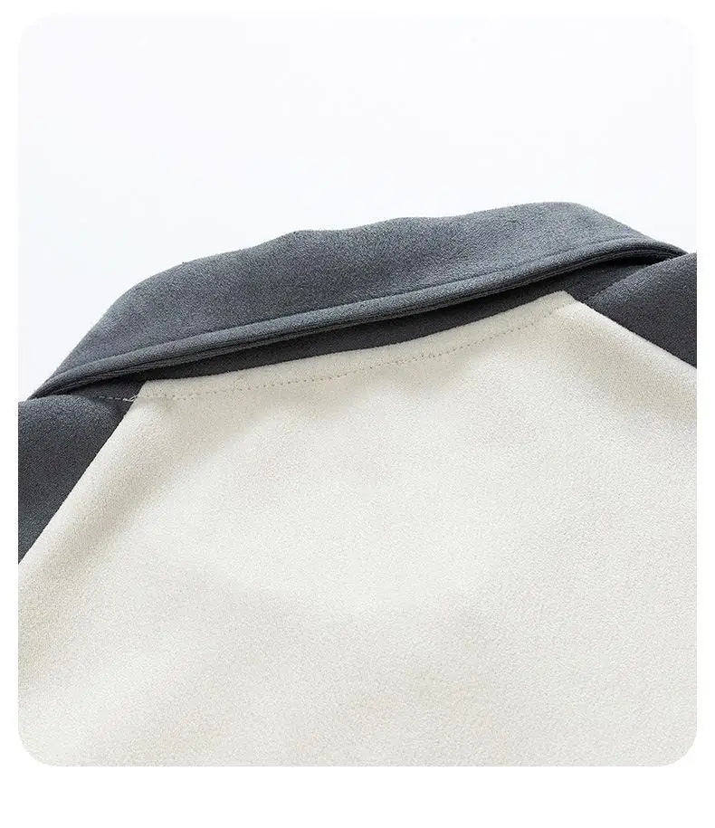 Jersey Vintage con cuello vuelto y bloques de Color para hombre, sudadera desgastada de manga larga para ropa de calle de otoño, ropa masculina