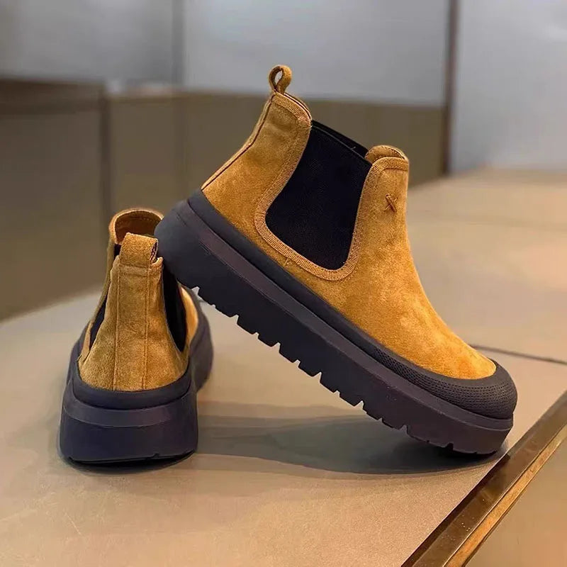 Botines de plataforma para hombre de alta calidad  Chelsea zapatos de diseñador de lujo para hombres tacón plano cálido Casual elegante botines de hombre