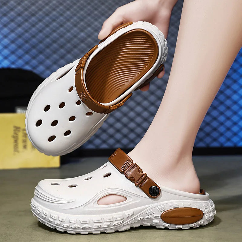 Nuevos Zuecos de EVA para Hombre, Verano Sandalias Convertibles de Punta Cerrada, Plataforma con Aumento de Altura, Ligeras, para Playa y Exteriores