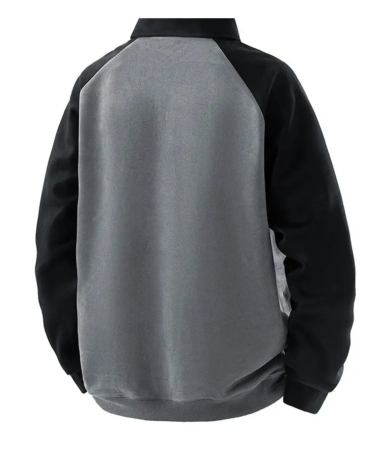 Jersey Vintage con cuello vuelto y bloques de Color para hombre, sudadera desgastada de manga larga para ropa de calle de otoño, ropa masculina