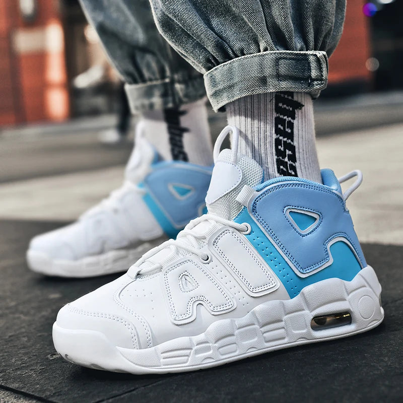 Nuevos zapatos altos de gran tamaño para hombre, zapatillas deportivas ligeras y antideslizantes con amortiguación de aire, zapatillas de baloncesto informales