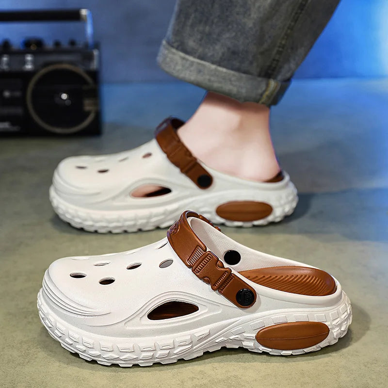 Nuevos Zuecos de EVA para Hombre, Verano Sandalias Convertibles de Punta Cerrada, Plataforma con Aumento de Altura, Ligeras, para Playa y Exteriores