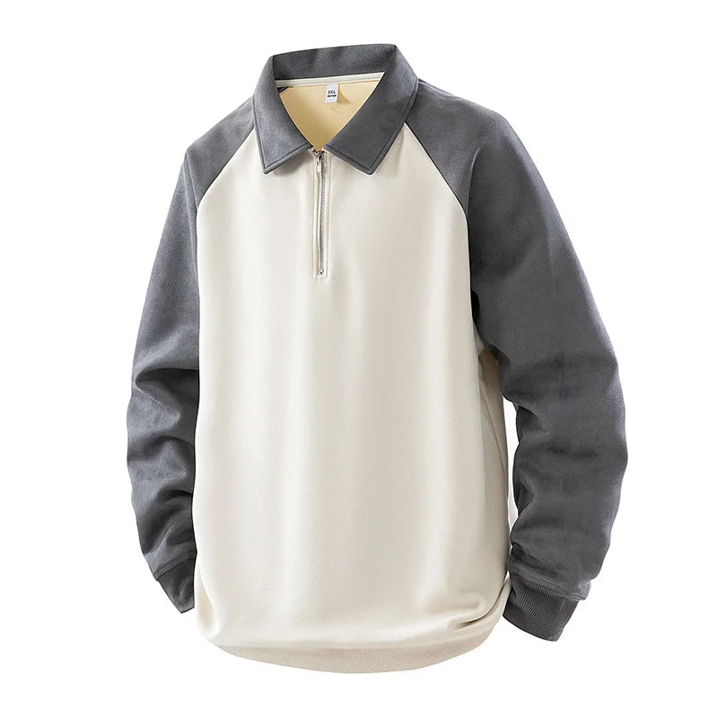 Jersey Vintage con cuello vuelto y bloques de Color para hombre, sudadera desgastada de manga larga para ropa de calle de otoño, ropa masculina