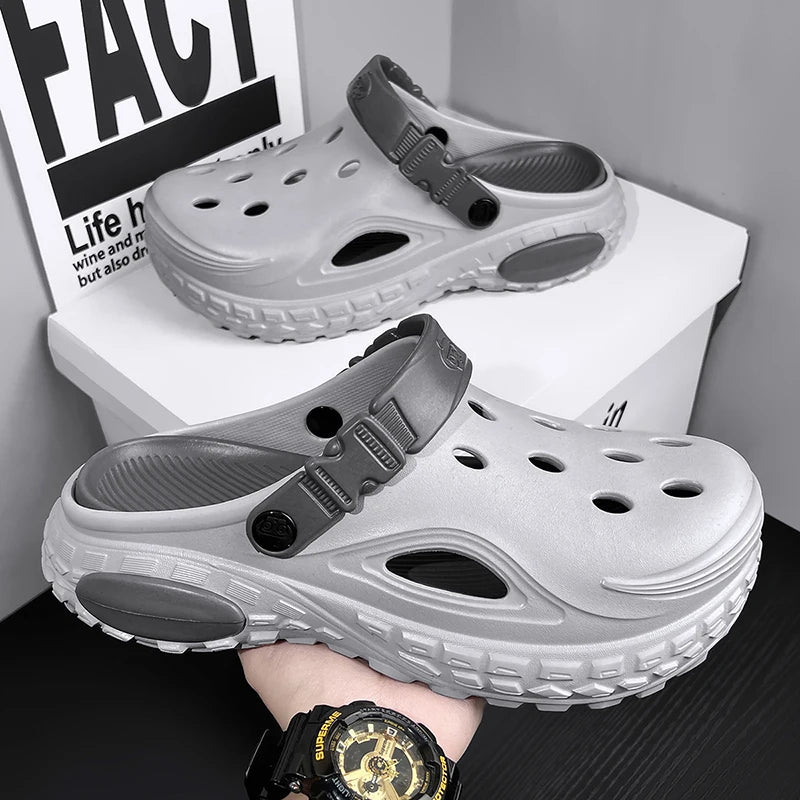 Nuevos Zuecos de EVA para Hombre, Verano Sandalias Convertibles de Punta Cerrada, Plataforma con Aumento de Altura, Ligeras, para Playa y Exteriores