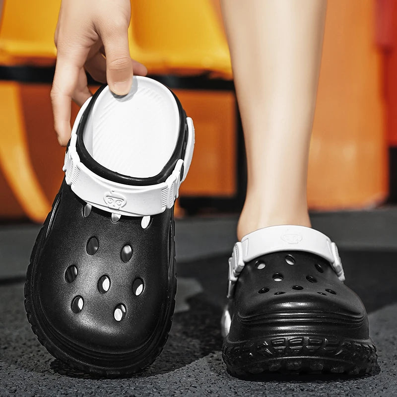 Nuevos Zuecos de EVA para Hombre, Verano Sandalias Convertibles de Punta Cerrada, Plataforma con Aumento de Altura, Ligeras, para Playa y Exteriores