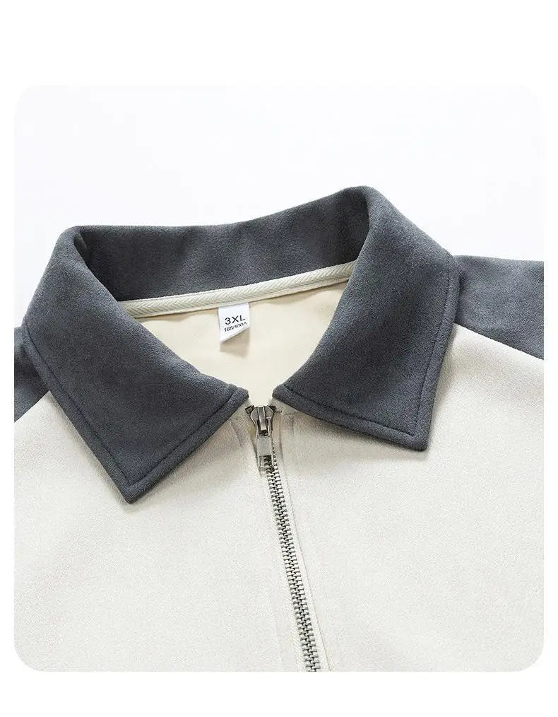 Jersey Vintage con cuello vuelto y bloques de Color para hombre, sudadera desgastada de manga larga para ropa de calle de otoño, ropa masculina