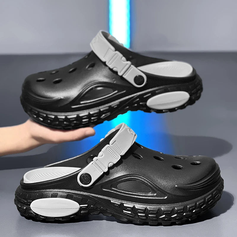 Nuevos Zuecos de EVA para Hombre, Verano Sandalias Convertibles de Punta Cerrada, Plataforma con Aumento de Altura, Ligeras, para Playa y Exteriores