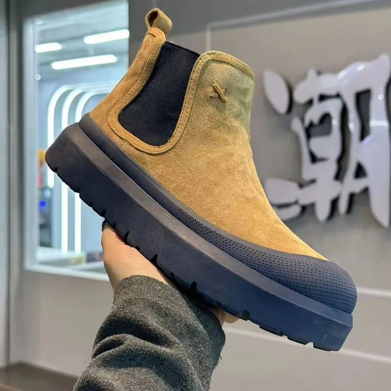 Botines de plataforma para hombre de alta calidad  Chelsea zapatos de diseñador de lujo para hombres tacón plano cálido Casual elegante botines de hombre