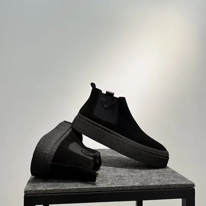 Botines de plataforma de otoño para hombre, botas de alta calidad para hombre, zapatos de diseñador de lujo para hombre, botas elegantes informales cálidas con tacón para hombre