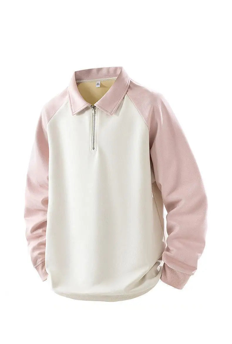 Jersey Vintage con cuello vuelto y bloques de Color para hombre, sudadera desgastada de manga larga para ropa de calle de otoño, ropa masculina