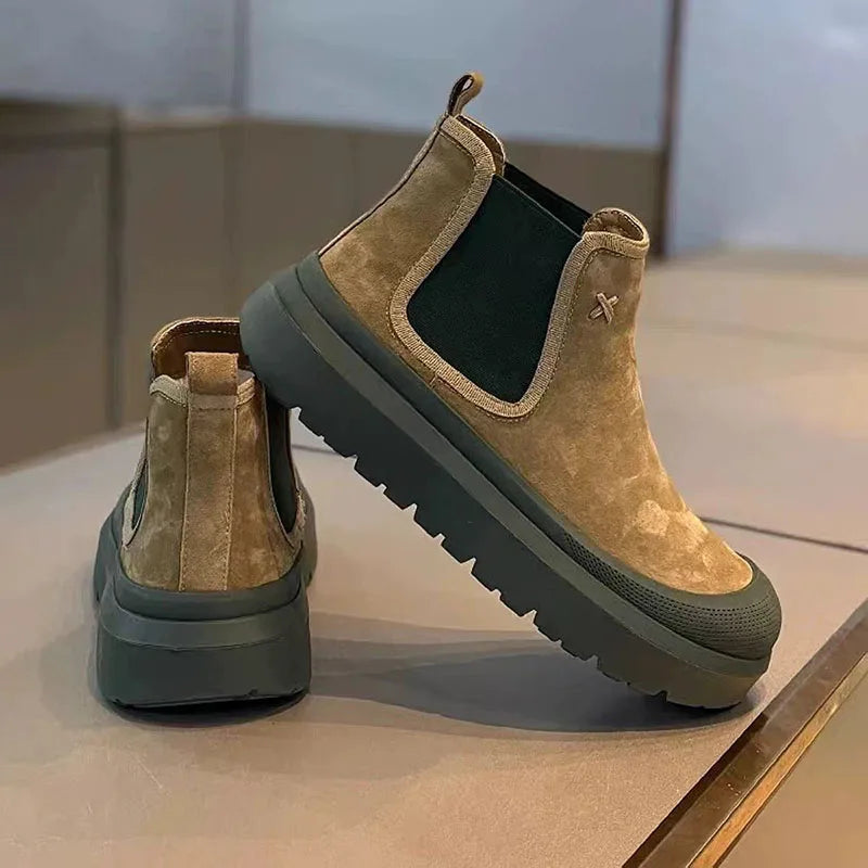 Botines de plataforma para hombre de alta calidad  Chelsea zapatos de diseñador de lujo para hombres tacón plano cálido Casual elegante botines de hombre