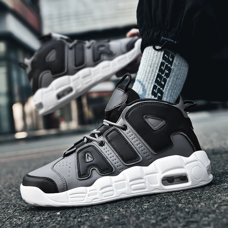 Nuevos zapatos altos de gran tamaño para hombre, zapatillas deportivas ligeras y antideslizantes con amortiguación de aire, zapatillas de baloncesto informales