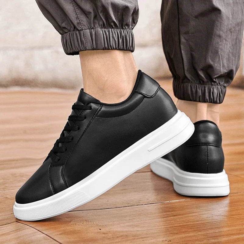 Nuevas zapatillas de deporte para hombre, zapatos con elevador, plantilla para aumentar la altura, zapatos de tacón alto de 6-10CM, zapatos deportivos de cuero, zapatos para hombre