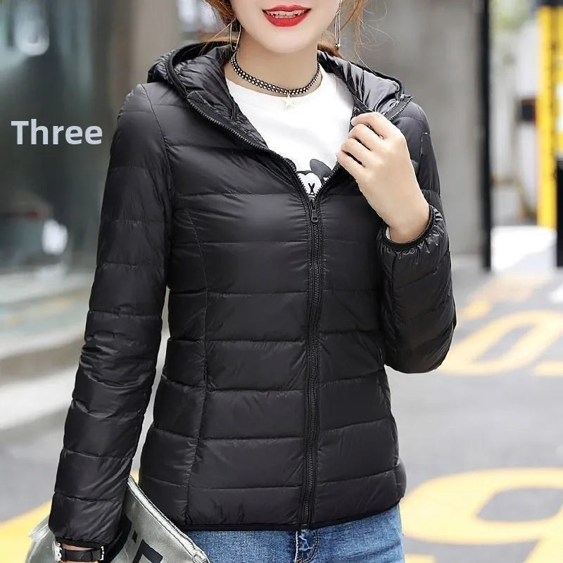 Nueva Chaqueta de Plumón con Capucha para Mujer, Corta, uesa, Cálida, Informal, ra, Estilo Coreano, Diseño Simple
