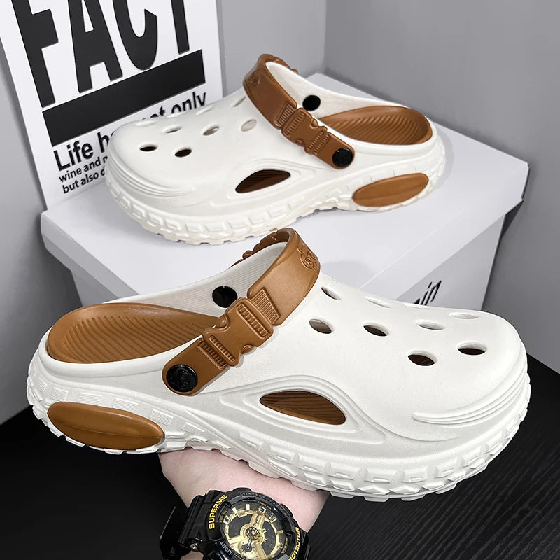 Nuevos Zuecos de EVA para Hombre, Verano Sandalias Convertibles de Punta Cerrada, Plataforma con Aumento de Altura, Ligeras, para Playa y Exteriores