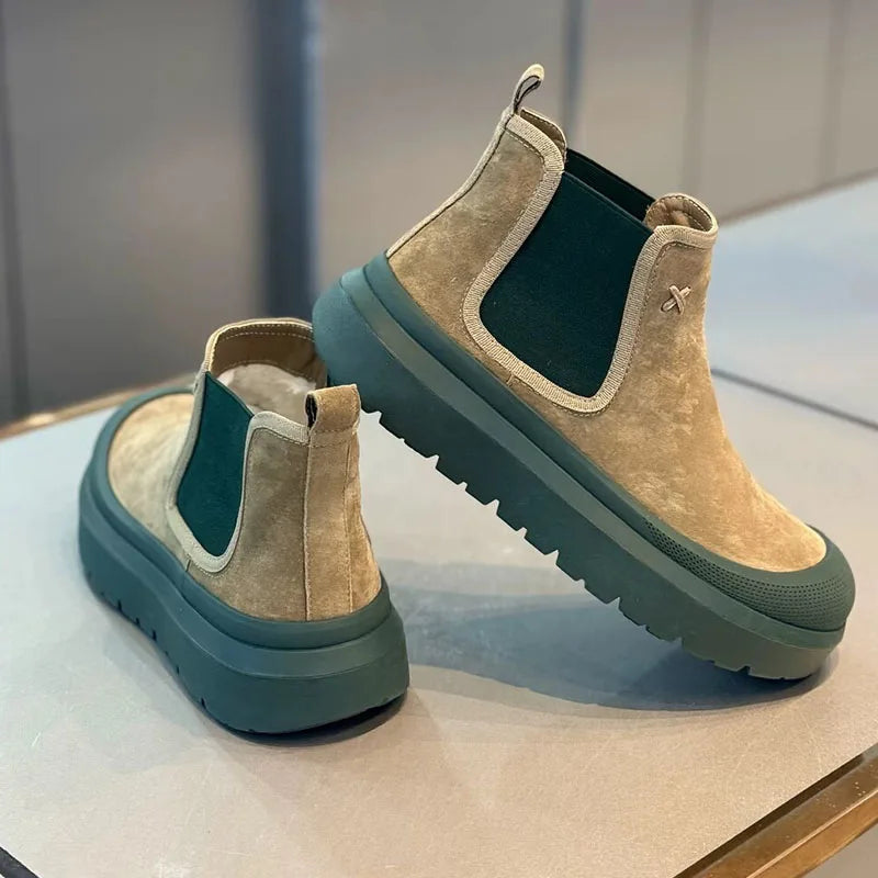 Botines de plataforma para hombre de alta calidad  Chelsea zapatos de diseñador de lujo para hombres tacón plano cálido Casual elegante botines de hombre