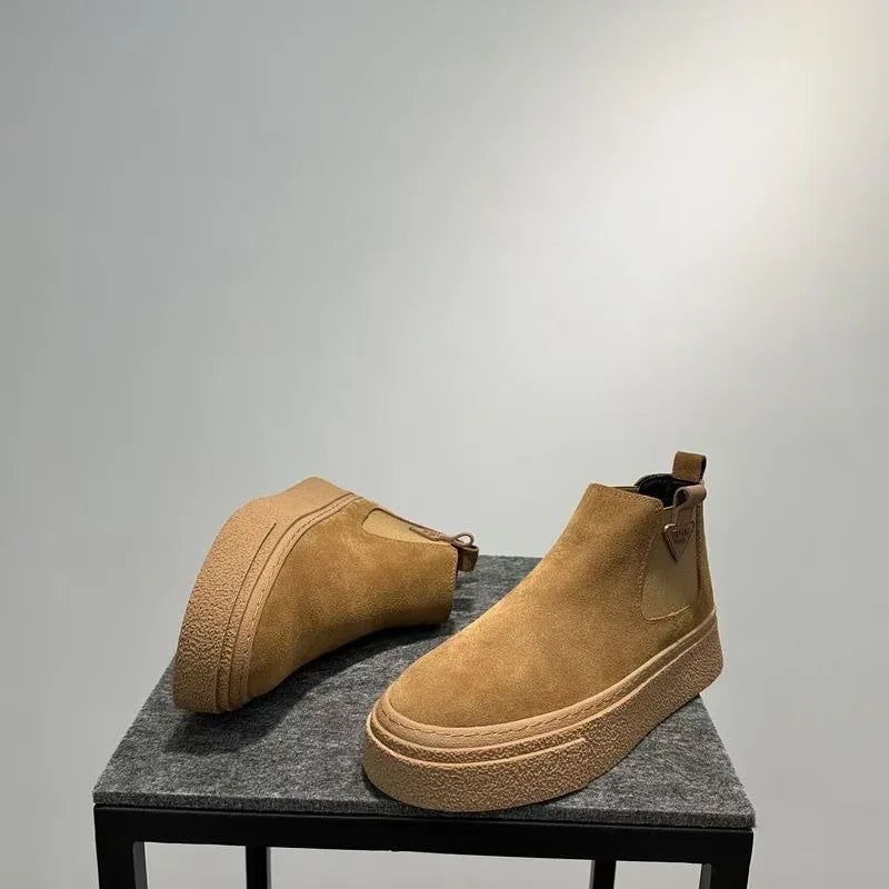 Botines de plataforma de otoño para hombre, botas de alta calidad para hombre, zapatos de diseñador de lujo para hombre, botas elegantes informales cálidas con tacón para hombre