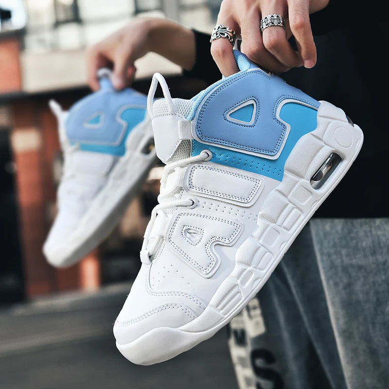 Nuevos zapatos altos de gran tamaño para hombre, zapatillas deportivas ligeras y antideslizantes con amortiguación de aire, zapatillas de baloncesto informales