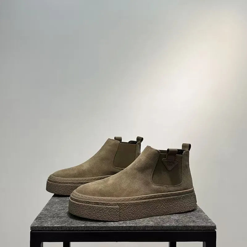 Botines de plataforma de otoño para hombre, botas de alta calidad para hombre, zapatos de diseñador de lujo para hombre, botas elegantes informales cálidas con tacón para hombre