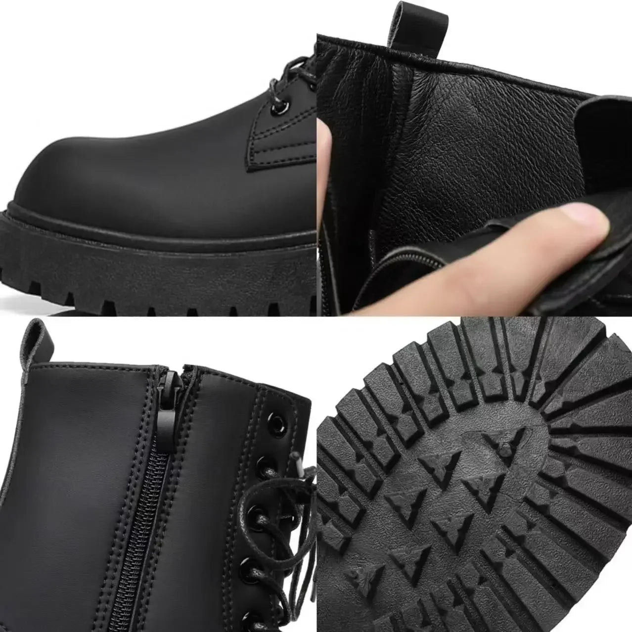 Botas para hombre, botas de cuero informales de alta calidad, botines altos a la moda para exteriores, botines negros para hombre, botas de moto a la moda
